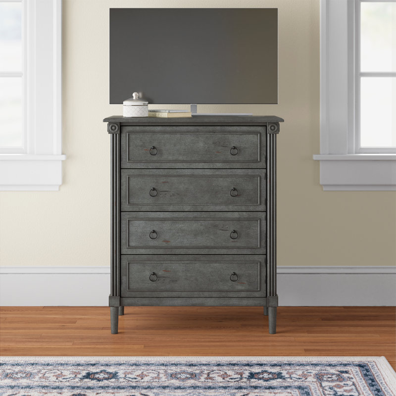 Commode 4 tiroirs Damjana, Gris