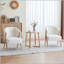 Table de bout ronde Mid-Century avec bois massif et pieds en forme de V