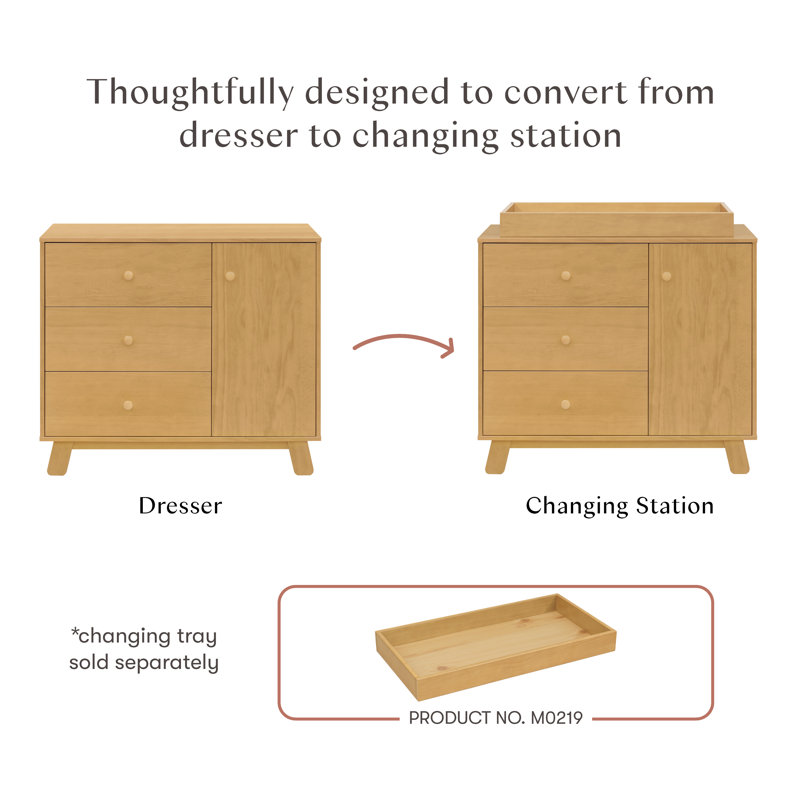Hudson Modern 3-Drawer Dresser, Oak