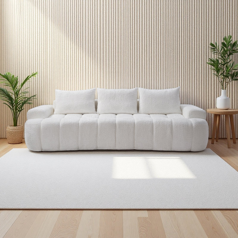 Canapé modulaire compressé très large de 100 po à l'avant courbé, canapé Boucle 3 places en forme de nuage avec mousse à haute résilience, facile à déplacer et à expédier, canapé surdimensionné moderne pour le salon
