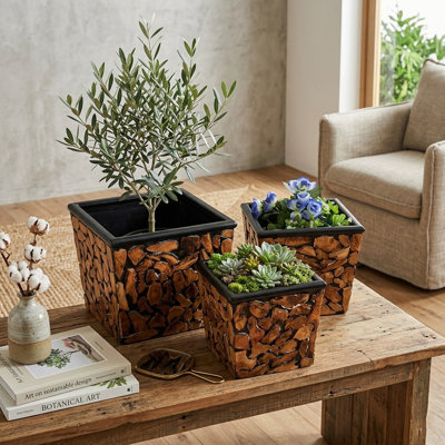 Faycelles Handmade Wood Pot Planter