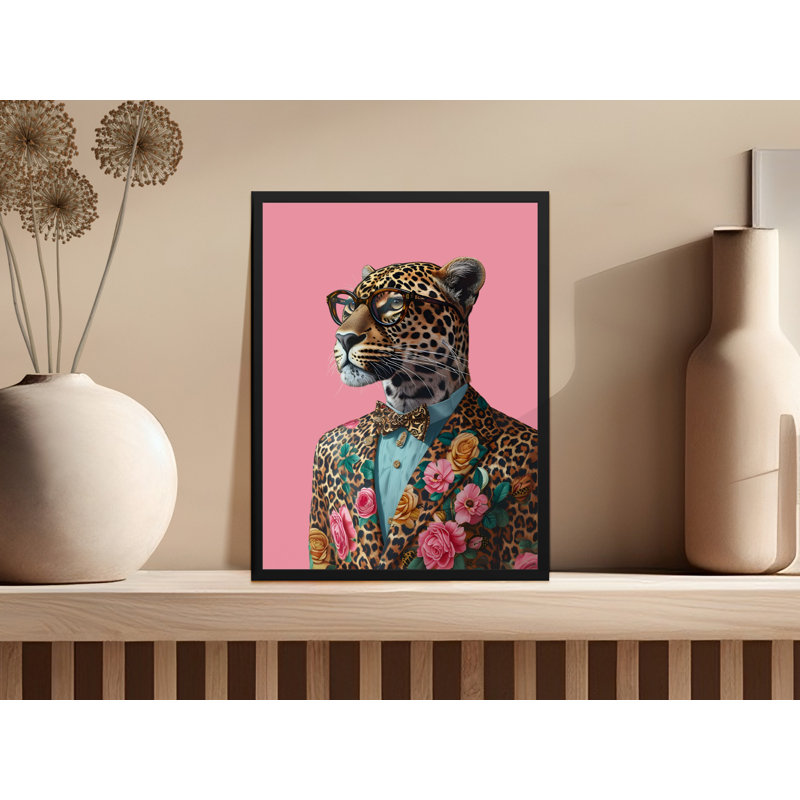 Dapper Leopard Wall Art, Animal Portrait Print, Funny Animal Art, Quirky Home Decor, Framed Art, Multiple Sizes