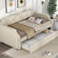Lit de jour simple rembourré avec couchette, revêtement en lin beige, pour chambre d'amis