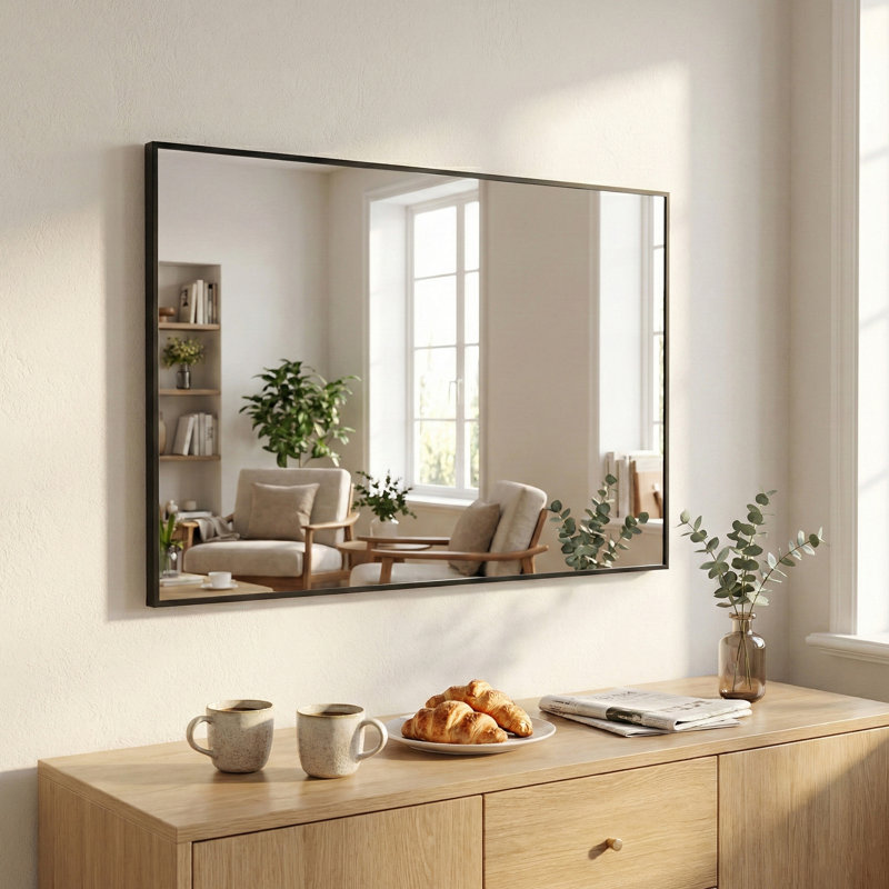 Miroir mural rectangulaire en aluminium 36 po x 24 po, Noir, 36 po x 24 po
