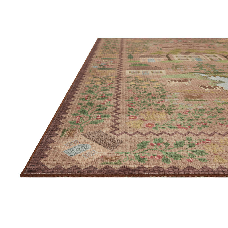 Rifle Paper Company x Loloi Orchard Mauve / Multi Machine Washable Area Rug, Rectangle 3'6" x 5'6",  Mauve/Multicolor 