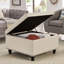 Grand repose-pieds carré avec rangement et pieds en bois (table basse incluse, sans chaises)-717638757