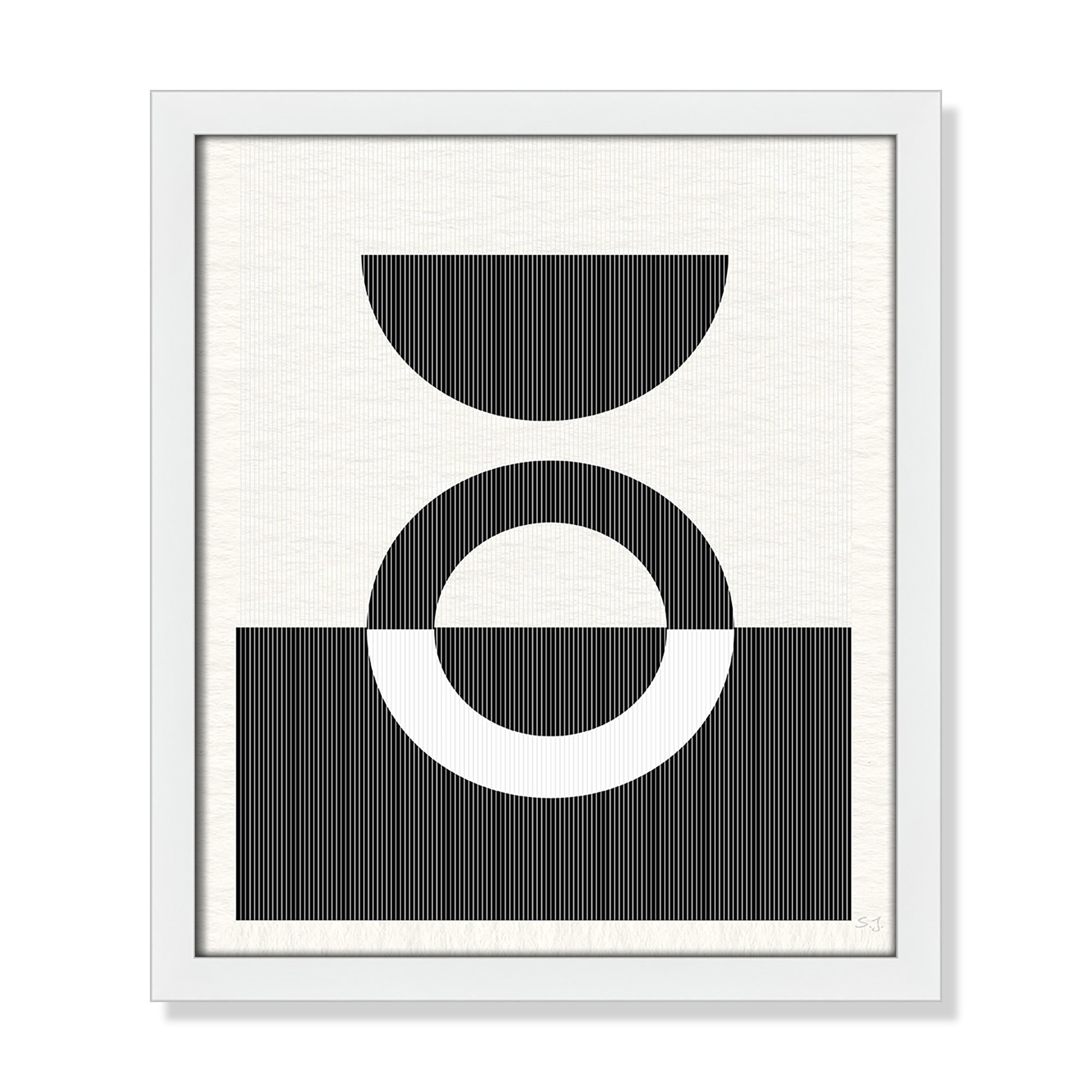 Eclipse III, Satin White Framed, 15" H x 13" W x 0.75" D