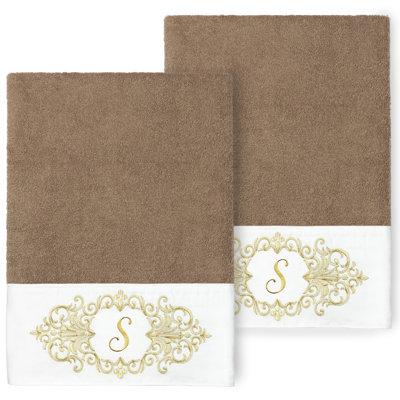 Linum Home Textiles 100% Turkish Cotton MONICA 2PC Embellished Bath Towel Set