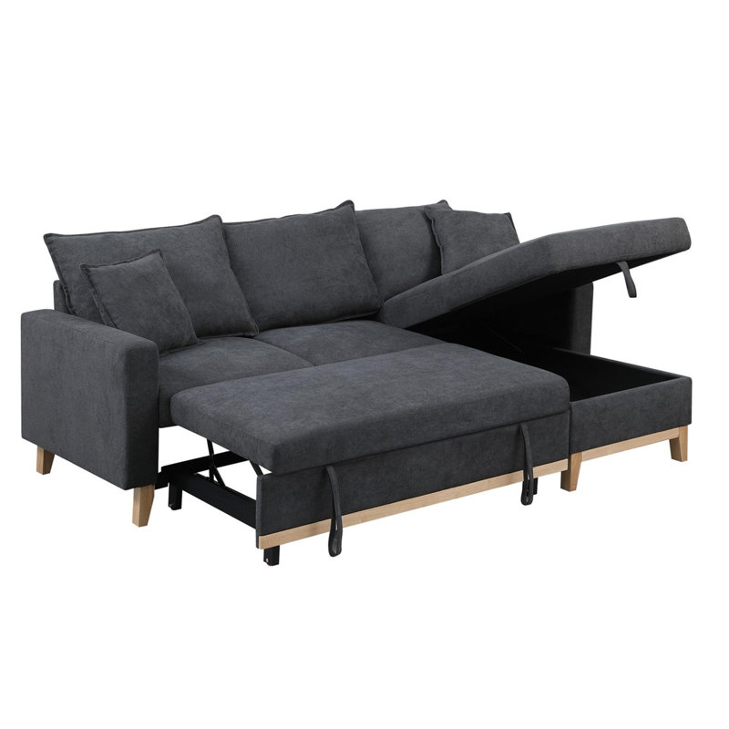 Canapé-lit modulaire réversible tissé avec méridienne avec rangement