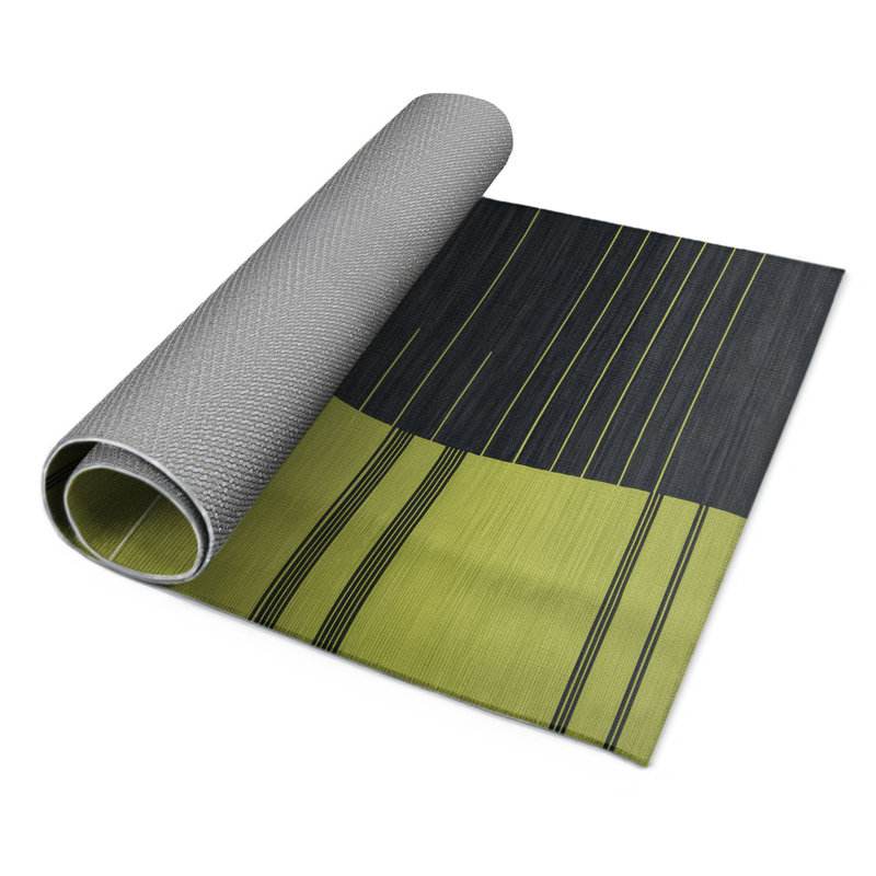 HorizontalStripes Black Indoor and Outdoor Area Rug, Rectangle 9' x 12'