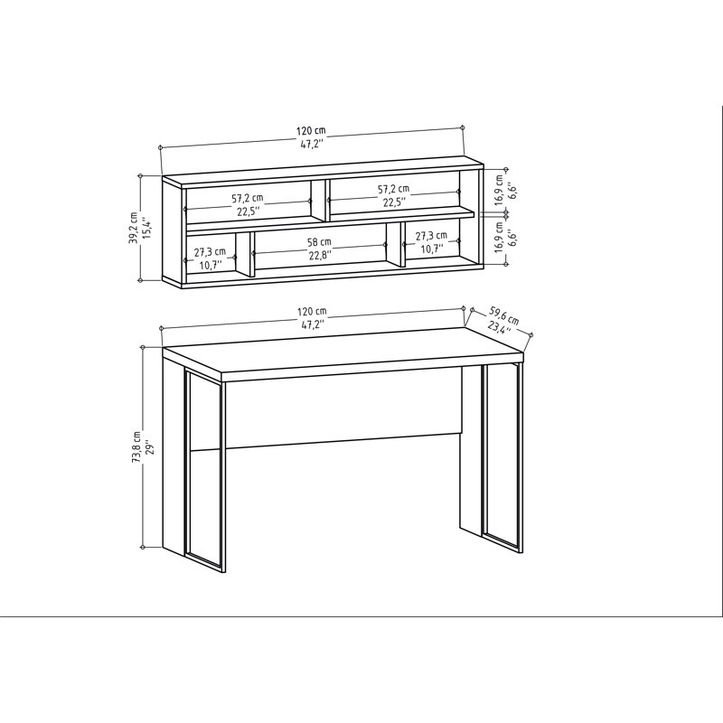 Traudel Writing Desk, Oak/Dark Coffee