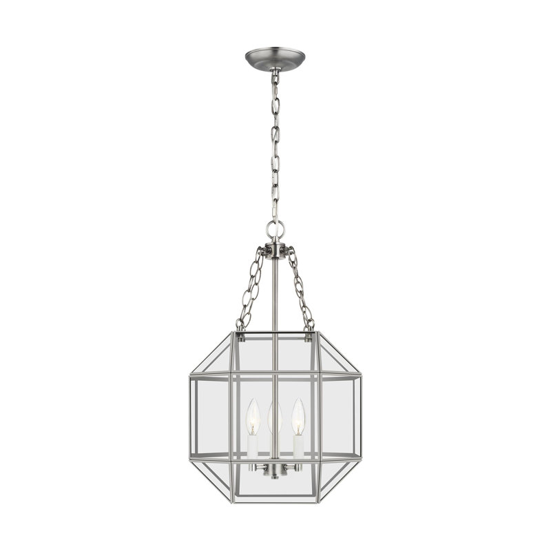 Morrison 3 - Light Pendant, Clear, Satin Brass, 23.25" H x 13.5" W x 13.5" D