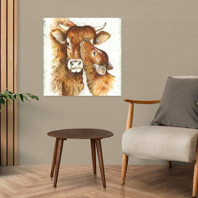 Mama Baby Calf Contemporary Cow Art