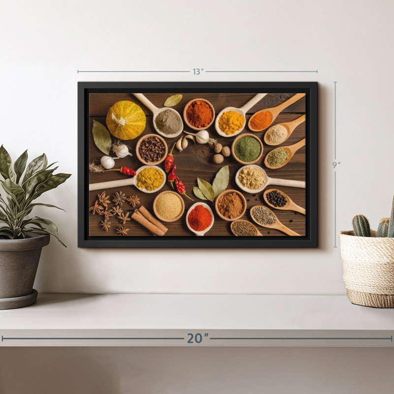 «Beaucoup d'épices et d'herbes, reproduction sur toile», H 9 po x l 13 po