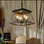 Lustre suspendu industriel 4 lumières, cage moderne en métal, luminaire suspendu réglable pour la salle à manger, la cuisine et le salon (sans ampoules)-422525248-422525250