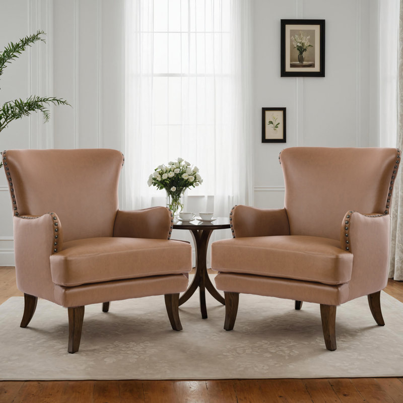 Fauteuil à oreilles 28,9 po Brooklyn, Similicuir brun, 2