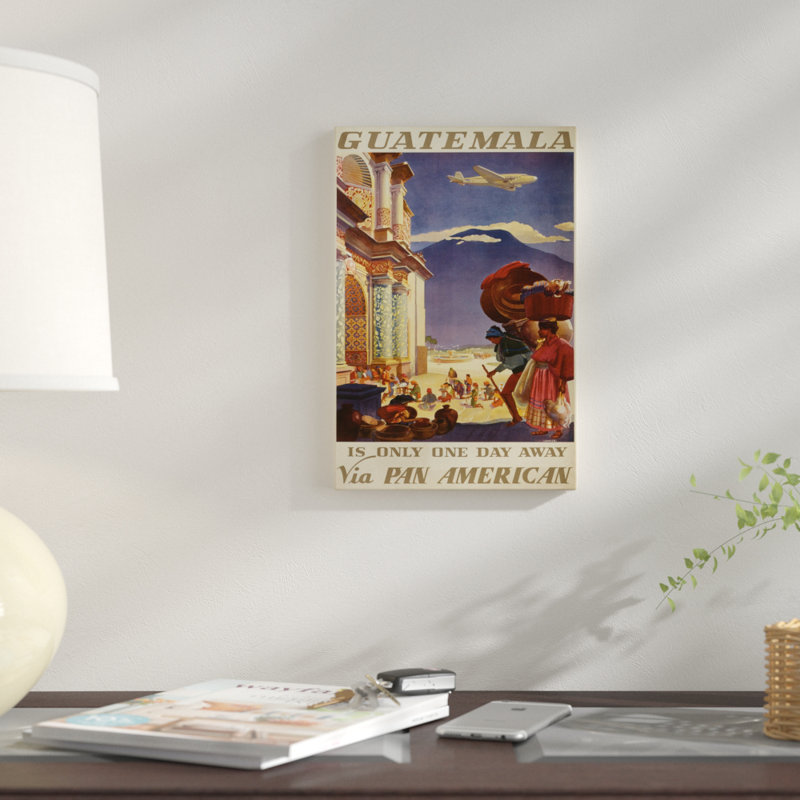 « guatemala travel poster », reproduction d’impression sur toile, H 26 po x l 18 po x P 1,5 po, Toile avec cadre noir