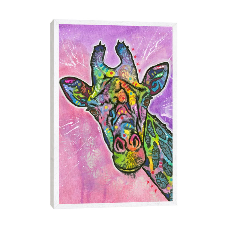 Giraffe 1 Piece Wall Art on Canvas, 66.04 cm H x 45.72 cm W, White Floater Framed