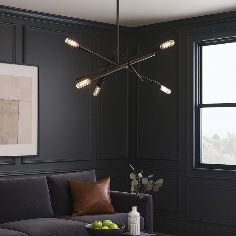 Ellicot 6-Light 26.75” Wide Chandelier, Matte Black