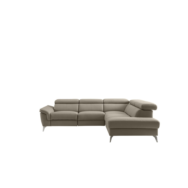 Manhattan Genuine Leather Reclining Corner Sofa, Right Hand Facing, Taupe