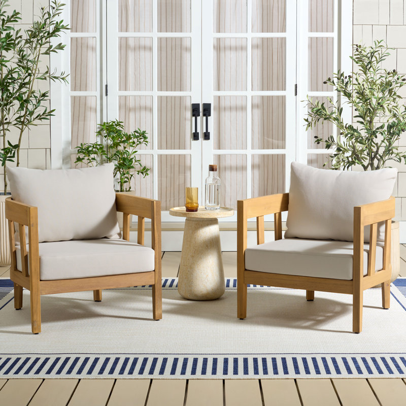 Ensemble de 2 chaises de patio Dasmon, Oak/Ivory