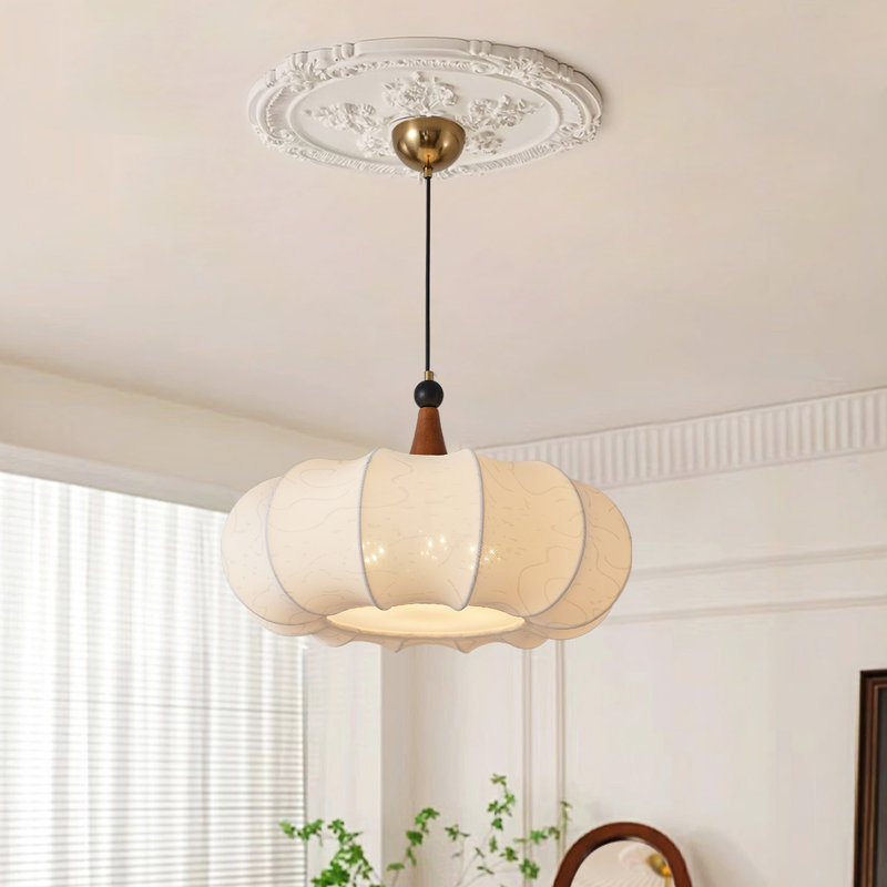5 Lights Farmhouse Pendant Light Walnut Wood Decoration Lamp In Bronze Finish