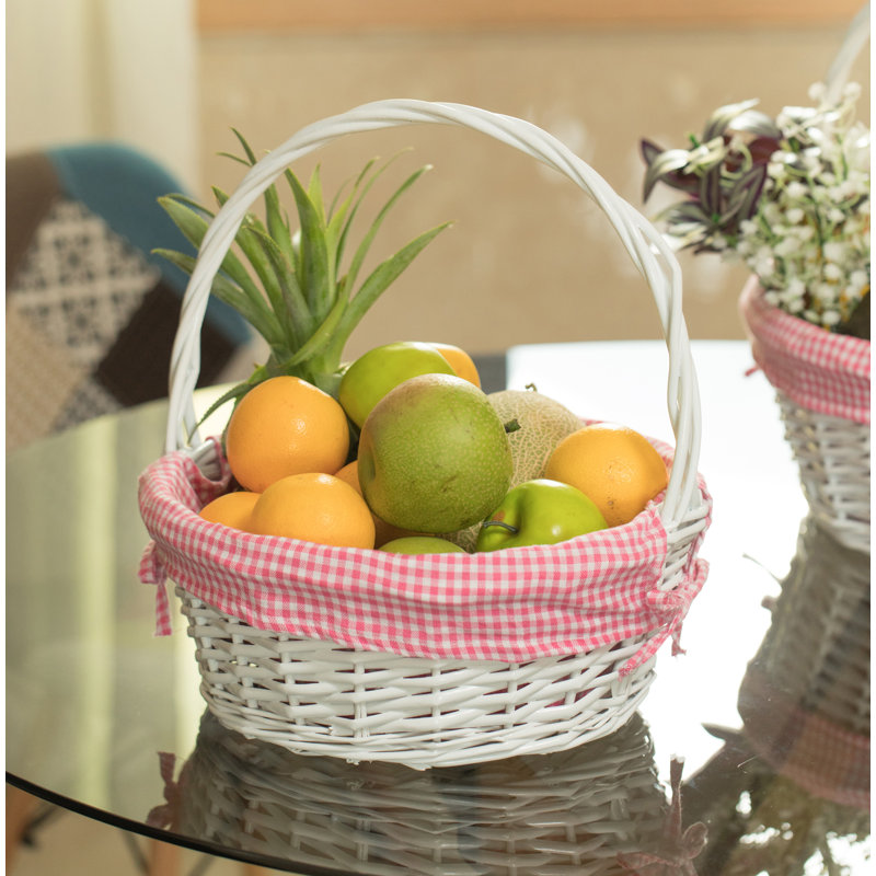 Rosalind Wheeler Wicker Decorative Basket, 8.5" H x 11" W x 11" D, Pink