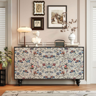 French Retro Floral Entryway Storage Cabinet