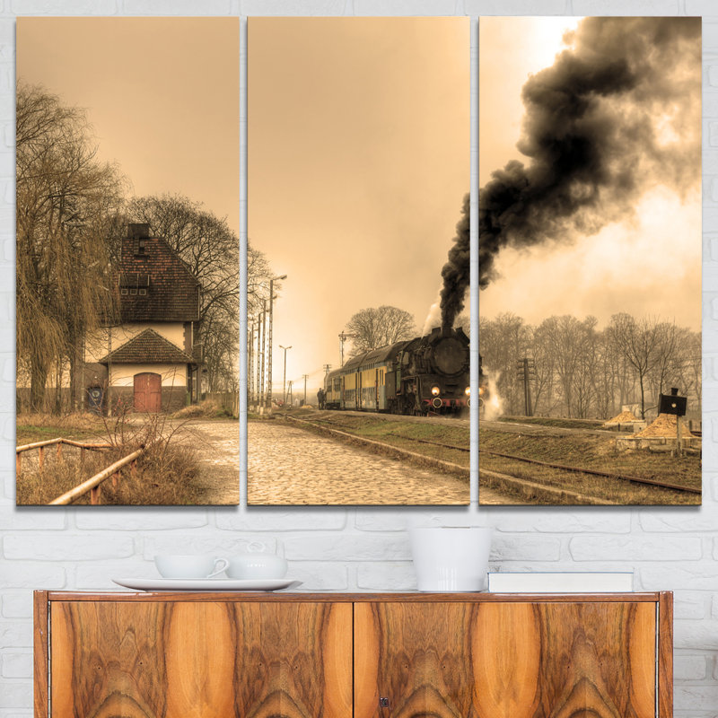 Ensemble de 3 impressions sur véhicule rétro train à vapeur - train à vapeur