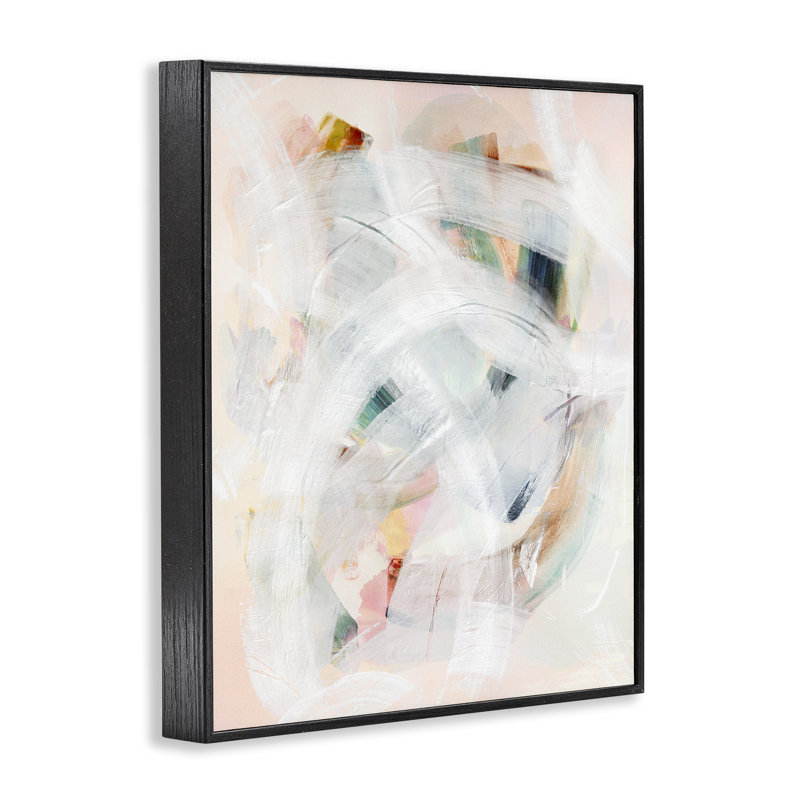 Abstrait doux avec lignes courbes, estampe numérique, design par Gemma Bardot, H 14 po x l 11 po, Giclée encadrée noir minuit
