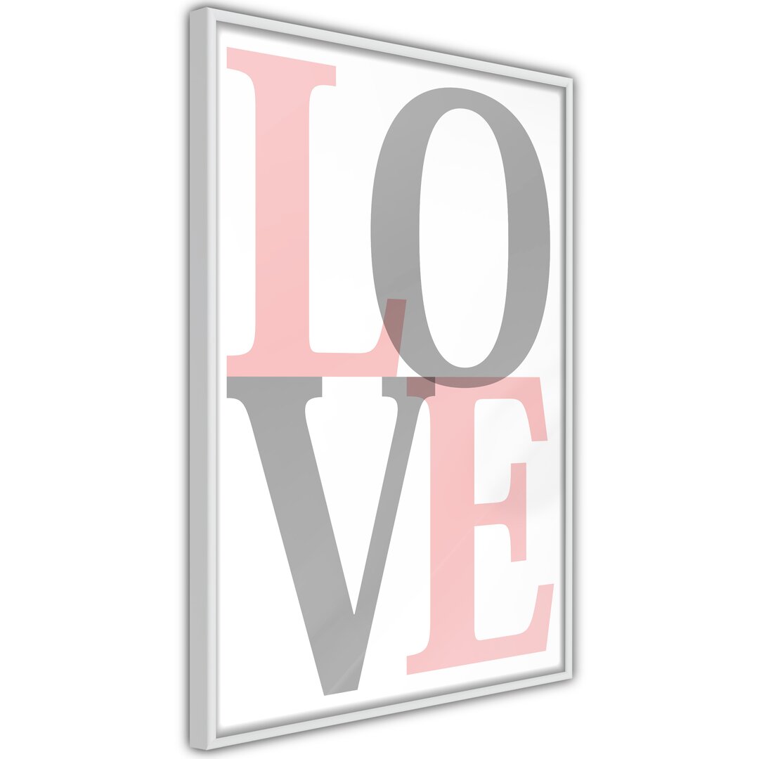 Gerahmte typografische Kunst Grey-Pink Love