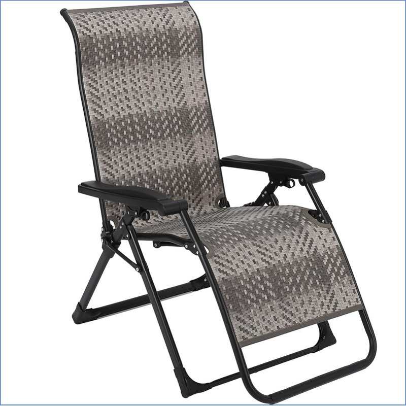 Portable Rattan Chaise Lounge Chair, Adjustable Folding Outdoor Reclining Chair with Widened Armrest, Sun Lounger for Patio, Garden, Beach, 330lb Capacity