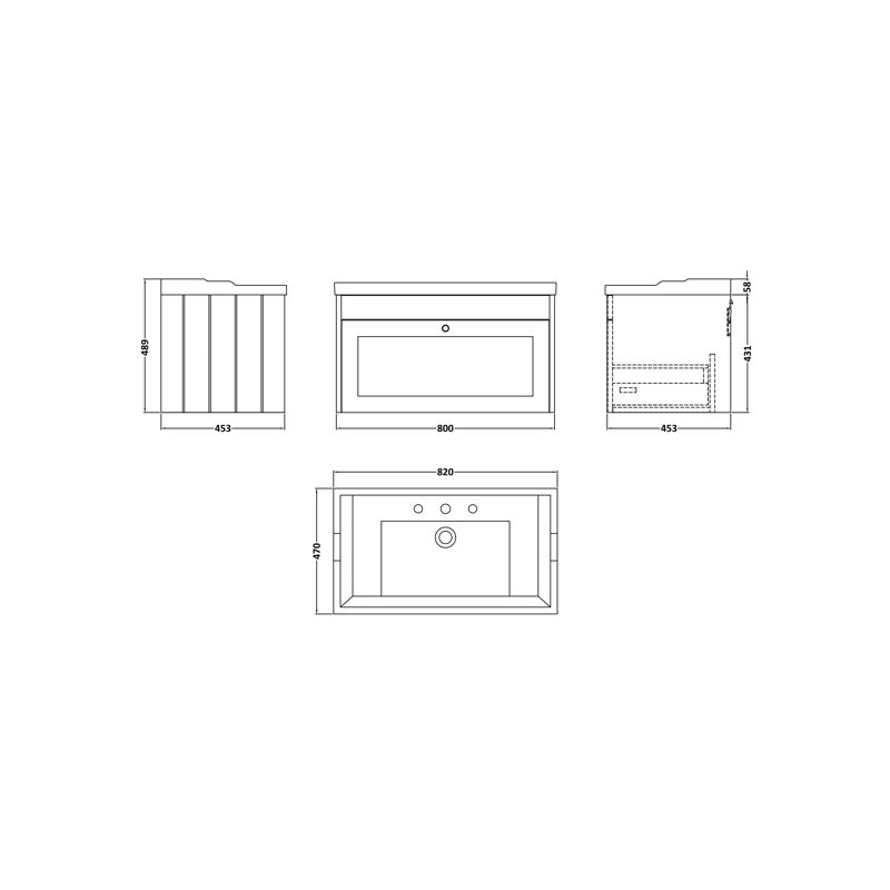 Ashwick 820 mm Bathroom Vanity, Satin White