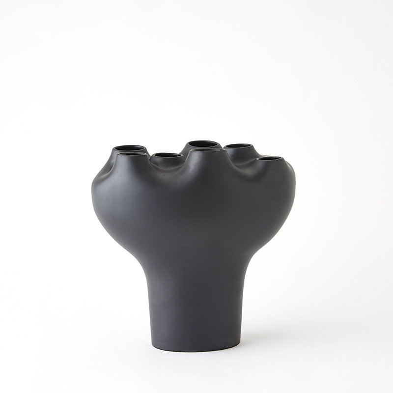 Geyser Handmade Earthenware Table Vase, Black