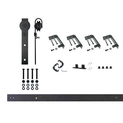 Ensemble de quincaillerie de porte simple à fixation au plafond non encastrée de style classique rustique noir (porte non incluse)