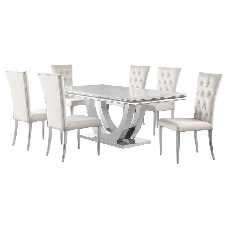Allessandra White 7-Piece Rectangular Dining Room Set