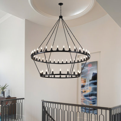 Daquez 54-light Dimmable Wagon Wheel Chandelier