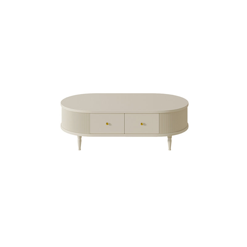 Table basse en bois de style français, H 16,53 po x L 51,18 po x l 27,56 po, Crème, crème