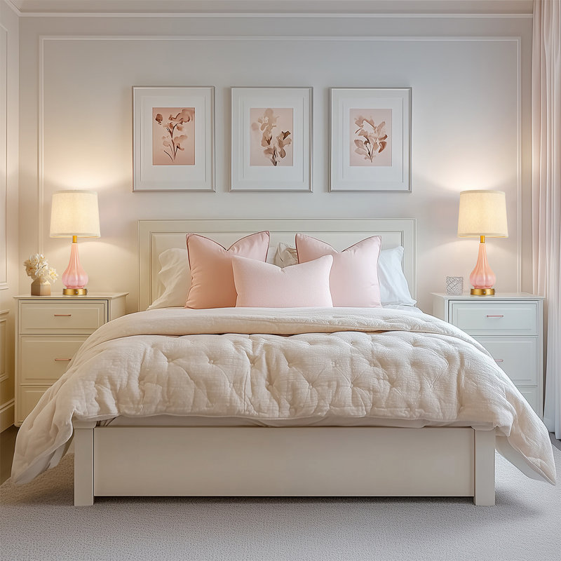 Lampe en céramique rose 18 po avec base dorée (ensemble de 2)