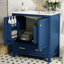Armoire de rangement de salle de bain bleue 30 po. Lavabo en bois massif et en céramique. Portes, meuble-lavabo contemporain. Structure, surface. Lavabo simple avec options. Charnières, style-130597561