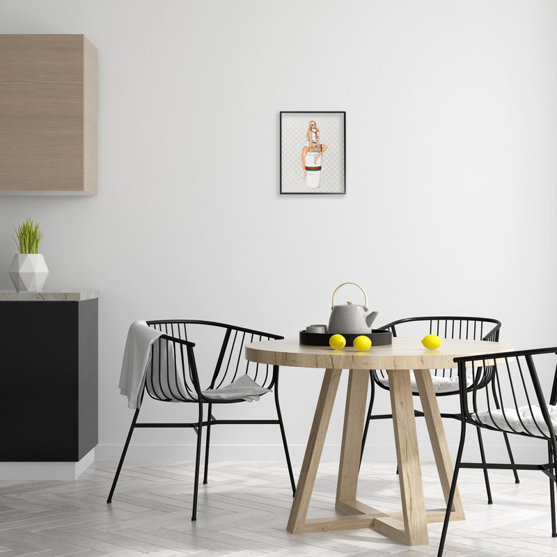 Art tendance, giclée de fille et café par Ziwei Li, Giclée encadrée noir minuit, H 14 po x l 11 po