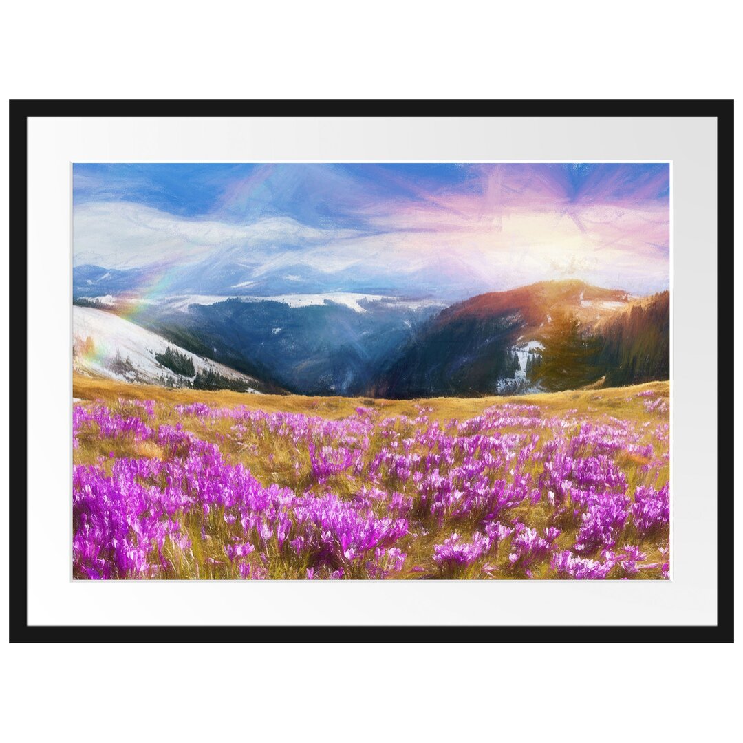 Gerahmtes Poster Berglandschaft Regenbogen