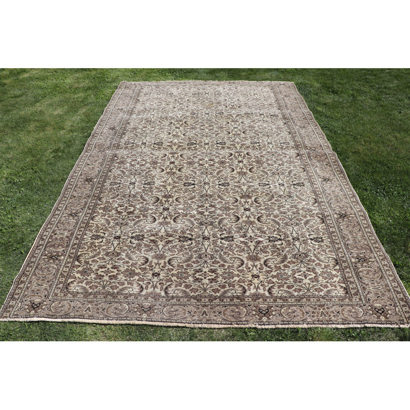 Grand tapis turc Oushak rétro gris - idéal pour les décorations de chambre à coucher de style oriental et anatolien