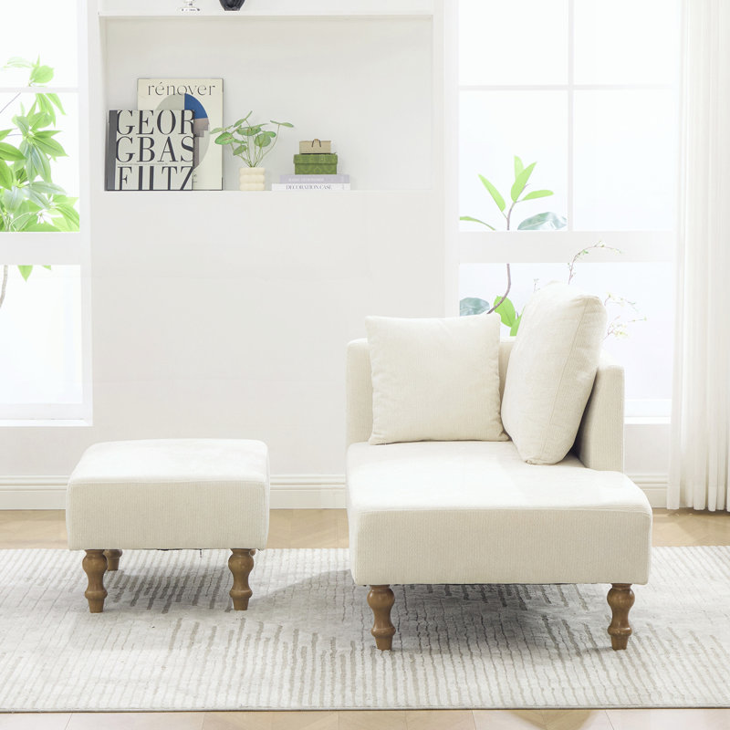 Chaise longue moderne avec repose-pieds, idéale pour les salons, les chambres et les appartements., Taupe Fabric