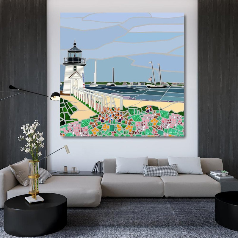 Art sur toile tendue, Jonathan Artell, phare de Nantucket, H 36 po x l 36 po