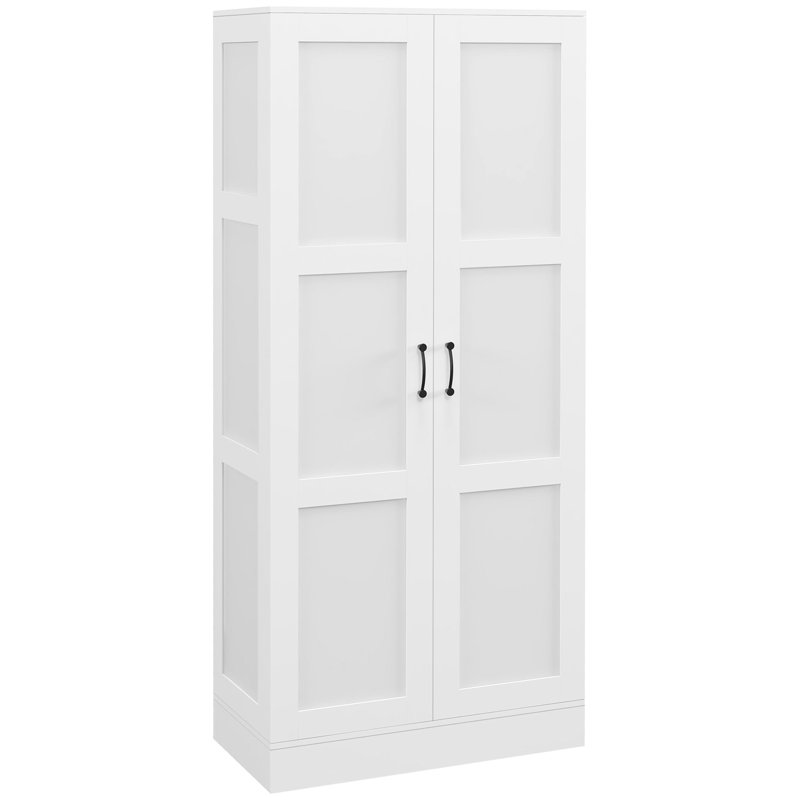 Armoire garde-manger de 71 po de hauteur blanche avec tablettes mobiles et système d'organisation bien rangé blanc