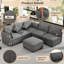Canapé modulaire en U avec repose-pieds mobile et ports USB Roomfitter 87 po, chenille, gris-1999961885