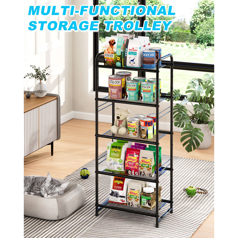 5 Tiers Storage Shelves, Metal Shelving Unit for Kitchen Pantry Shelf, Black, Black