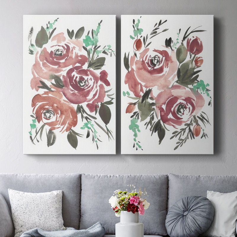 Jolies roses I - Toile tendue avec châssis de qualité supérieure - Prêt à être accroché, H 18 po x l 24 po