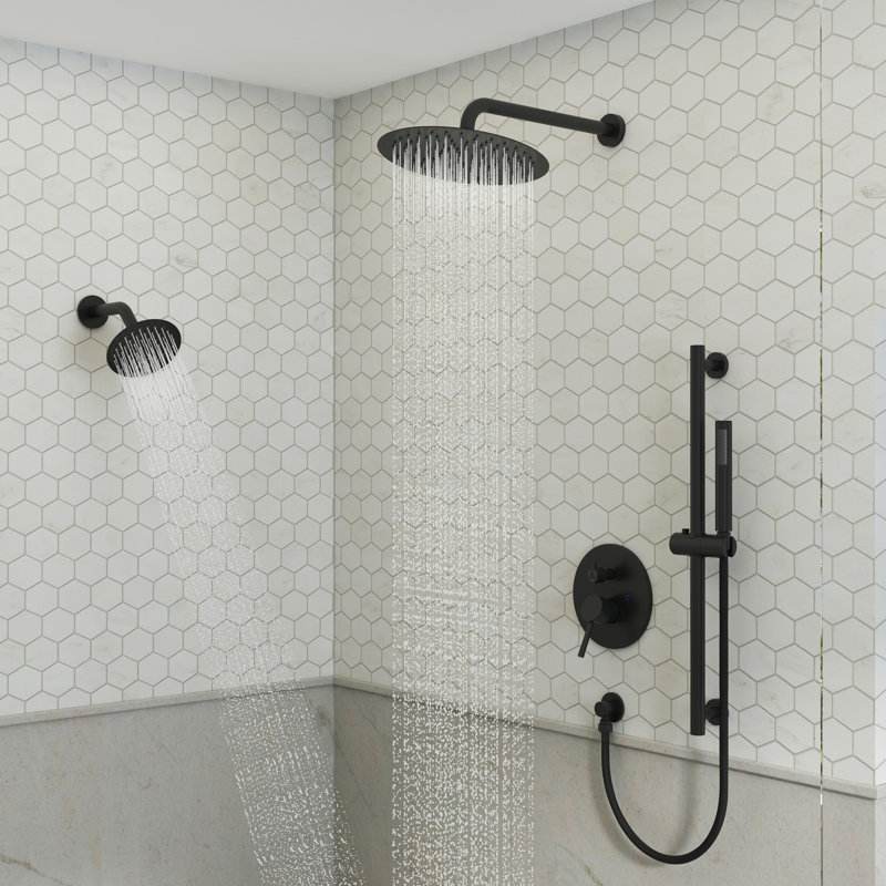 Système de douche à 6 réglages de 10 pouces avec pomme de douche double et barre coulissante